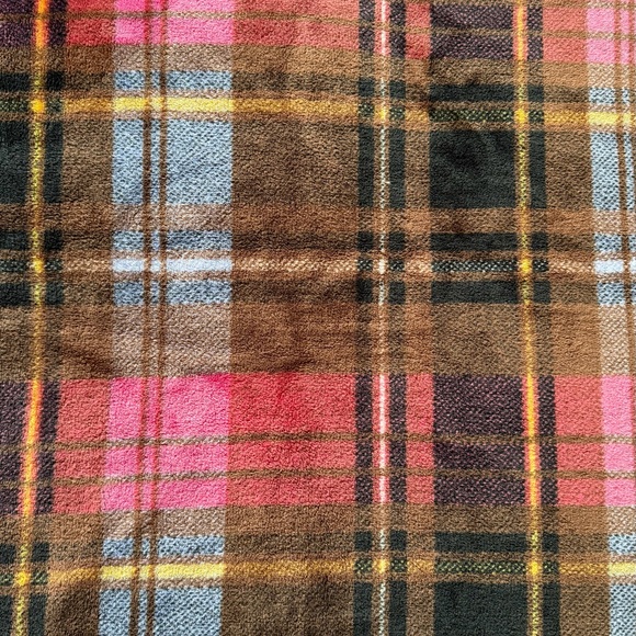 Vera Bradley Cozy Throw Plaid Blanket Pink Brown - Picture 2 of 5
